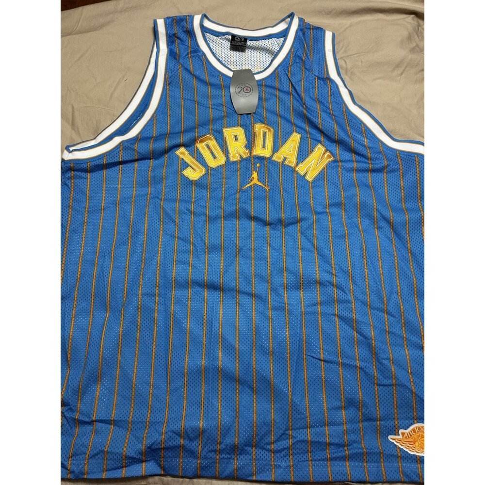 Vintage Jordan 20th Anniversary Carmelo Anthony # 15 Blue Stripe Jersey Mens XXL